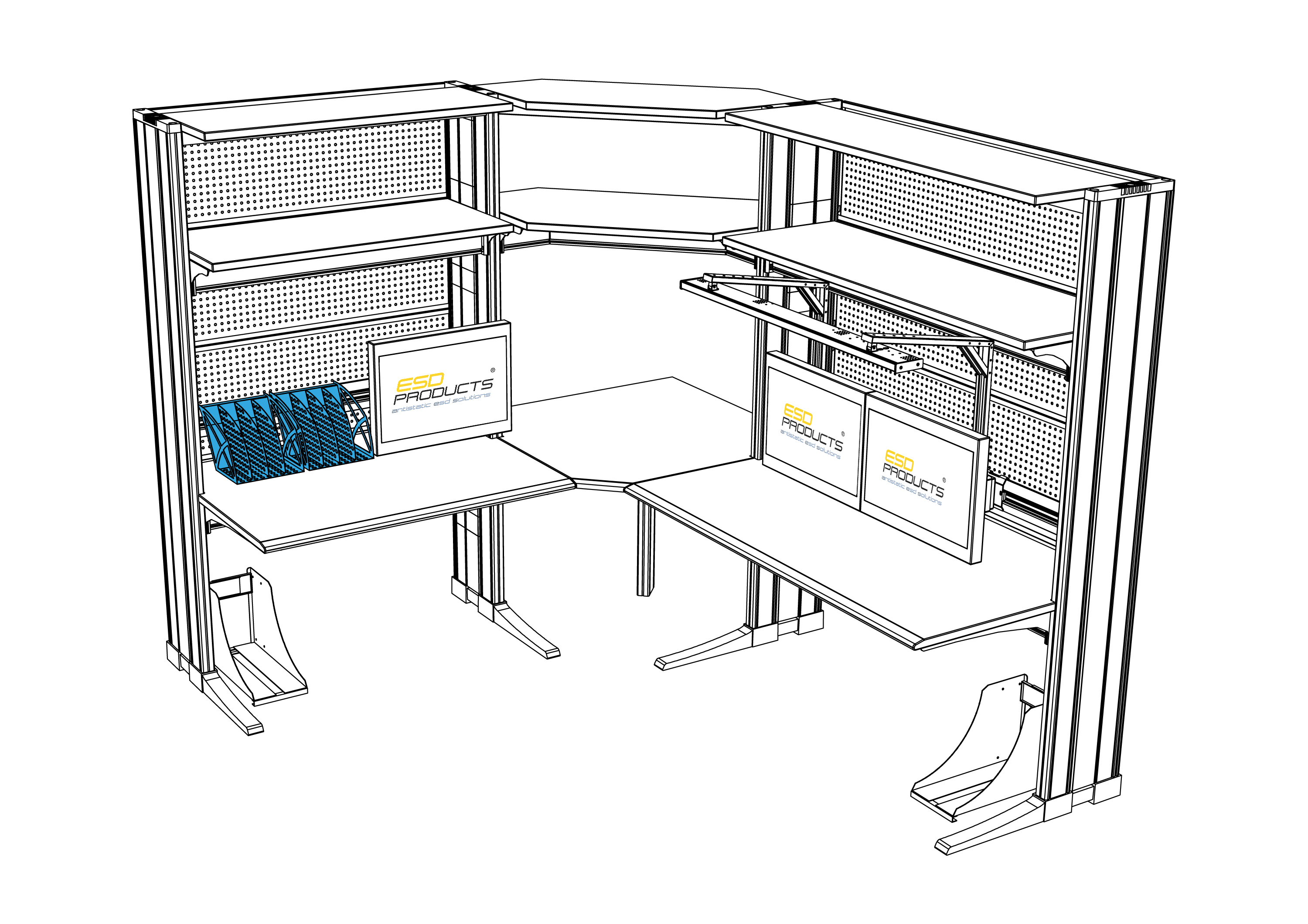 AES ESD Magazine File Din A4 for ESD Workstations AES Oscar 043031109 el.eng p.88 blue detail drw 02